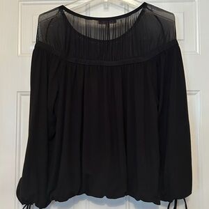 Oli & Hali Sheer Women’s Long Sleeve Pleated Top M Black Career Date Night Out